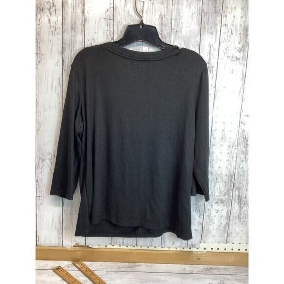 Acubi mermaidcore fairycore NY&C Women Black 3/4 Sleeve Blouse Top Large - Picture 2 of 5